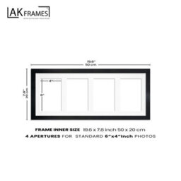 AK Frames 50X20Cm Light Oak Modern Multi Photo Frame With Emerald Mount - Holds 4 Apertures (4X) 6X4 Photos - thumbnail 4