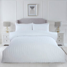 Julian Charles Home Satin Stripe White 210Tc 100% Cotton Duvet Set - thumbnail 4