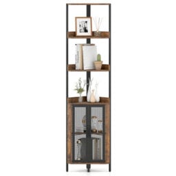 Gainoom 6-Tier Corner Shelf Tall Corner Bookshelf Industrial Bookcase Display Shelf Freestanding Storage Rack Plant Stand - thumbnail 1