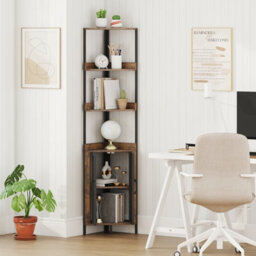 Gainoom 6-Tier Corner Shelf Tall Corner Bookshelf Industrial Bookcase Display Shelf Freestanding Storage Rack Plant Stand - thumbnail 3