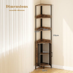 Gainoom 6-Tier Corner Shelf Tall Corner Bookshelf Industrial Bookcase Display Shelf Freestanding Storage Rack Plant Stand - thumbnail 2
