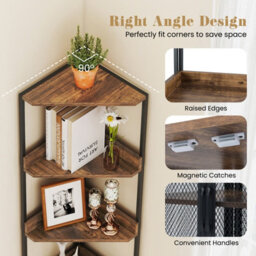 Gainoom 6-Tier Corner Shelf Tall Corner Bookshelf Industrial Bookcase Display Shelf Freestanding Storage Rack Plant Stand - thumbnail 7