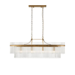 Loops Stylish Antique Brass 4-Light Ceiling Pendant With Clear Glass Rods For Elegant Dining Spaces - thumbnail 8