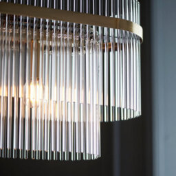 Loops Stylish Antique Brass 4-Light Ceiling Pendant With Clear Glass Rods For Elegant Dining Spaces - thumbnail 6