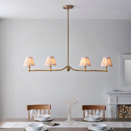 Loops Stylish 2 Pack Brushed Brass Pendant Lights With Peach Fabric Shades - thumbnail 2
