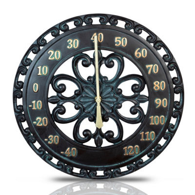 St Helens Home & Garden Vintage 33Cm Open Faced Outdoor / Indoor Wall Thermometer - image 1