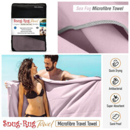Snug Rug Microfibre Beach Towel Super Absorbent Quick Drying Lightweight Extra Large Xl 200 X 90Cm - Sea Fog Mauve - thumbnail 8