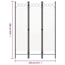 Room Divider Folding Screen 3-Panel White Wood 120X180 Cm - thumbnail 2