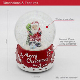 The Christmas Workshop 70939 Musical Snow Globe With Traditional Santa Claus Design - thumbnail 2