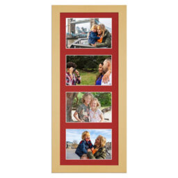 AK Frames 50X20Cm Mustard Yellow Modern Multi Photo Frame With Crimson Mount - Holds 4 Apertures (4X) 6X4 Photos - thumbnail 1