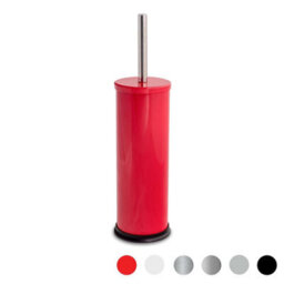 Harbour Housewares Red Toilet Brush And Holder - Round Brush With Non Slip Base Rust Resistant Toilet Cleaning Brush Set