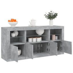 Vidaxl Sideboard With Led Lights Concrete Grey 142.5X37X67 Cm - thumbnail 4
