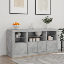 Vidaxl Sideboard With Led Lights Concrete Grey 142.5X37X67 Cm - thumbnail 3