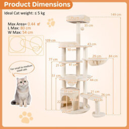 Costway Large Multi-Level Cat Tree Cat Tower W/ Natural Sisal-Covered Scratching Posts Plush Condo - thumbnail 2
