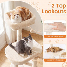 Costway Large Multi-Level Cat Tree Cat Tower W/ Natural Sisal-Covered Scratching Posts Plush Condo - thumbnail 4