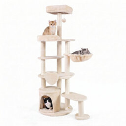 Costway Large Multi-Level Cat Tree Cat Tower W/ Natural Sisal-Covered Scratching Posts Plush Condo - thumbnail 1