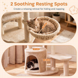 Costway Large Multi-Level Cat Tree Cat Tower W/ Natural Sisal-Covered Scratching Posts Plush Condo - thumbnail 9