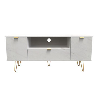 Fuji 2 Door 1 Drawer Wide Tv Unit In Marble (Ready Assembled) - image 1