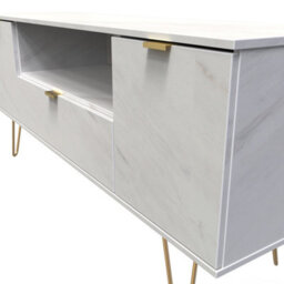 Fuji 2 Door 1 Drawer Wide Tv Unit In Marble (Ready Assembled) - thumbnail 4