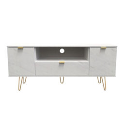 Fuji 2 Door 1 Drawer Wide Tv Unit In Marble (Ready Assembled) - thumbnail 1