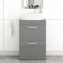 Royal Bathrooms Turin 800mm Freestanding Bathroom Vanity Unit With Sink 2 Drawer Indigo Grey Gloss & Peak Countertop Basin - thumbnail 1