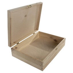 Woodeedoo Large Rectangular Pinewood Storage Box With Gold Clasp For Diy Crafts Gifts Keepsakes Organisation 29 X 22.5 X 8.5 Cm - thumbnail 8