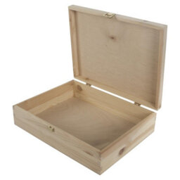 Woodeedoo Large Rectangular Pinewood Storage Box With Gold Clasp For Diy Crafts Gifts Keepsakes Organisation 29 X 22.5 X 8.5 Cm - thumbnail 3