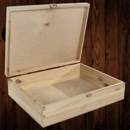 Woodeedoo Large Rectangular Pinewood Storage Box With Gold Clasp For Diy Crafts Gifts Keepsakes Organisation 29 X 22.5 X 8.5 Cm