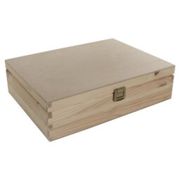 Woodeedoo Large Rectangular Pinewood Storage Box With Gold Clasp For Diy Crafts Gifts Keepsakes Organisation 29 X 22.5 X 8.5 Cm - thumbnail 7