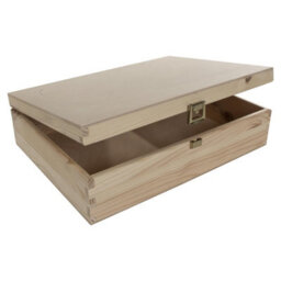 Woodeedoo Large Rectangular Pinewood Storage Box With Gold Clasp For Diy Crafts Gifts Keepsakes Organisation 29 X 22.5 X 8.5 Cm - thumbnail 2