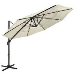 Berkfield 4-Tier Parasol With Aluminium Pole Sand 3X3 M - thumbnail 1
