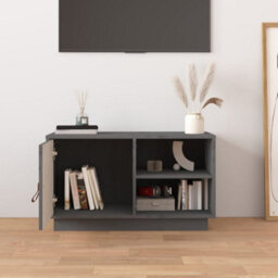 Berkfield Tv Cabinet Grey 70X34X40 Cm Solid Wood Pine - thumbnail 3