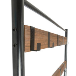 Harbour Housewares Coat Rack With Shoe Storage Bench - Square Steel Frame - Brown Hall Tree Coat Stand With 9 Hooks & Shoe Shelf - thumbnail 6