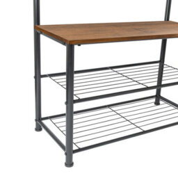 Harbour Housewares Coat Rack With Shoe Storage Bench - Square Steel Frame - Brown Hall Tree Coat Stand With 9 Hooks & Shoe Shelf - thumbnail 5