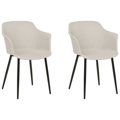 Beliani Set Of 2 Dining Chairs Elim Fabric Light Beige - image 1