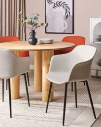 Beliani Set Of 2 Dining Chairs Elim Fabric Light Beige - thumbnail 2