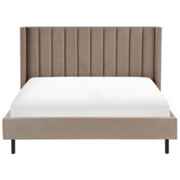 Beliani Bed Velvet Villette 180 X 200 Cm (Eu Super King) Taupe - thumbnail 4