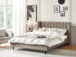Beliani Bed Velvet Villette 180 X 200 Cm (Eu Super King) Taupe - thumbnail 2