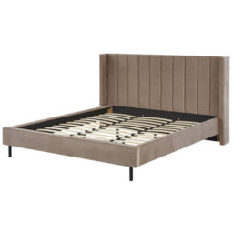 Beliani Bed Velvet Villette 180 X 200 Cm (Eu Super King) Taupe - thumbnail 6