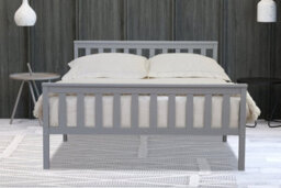Save On Goods UK 4Ft6 Double Grey Finish Wood Wooden Bed Frame, Pine Wood Grey Wood Finish Bedstead - thumbnail 2