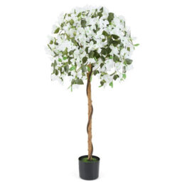 Costway 130Cm Artificial Azalea Tree Faux Silk Floral Tree In Pot-White