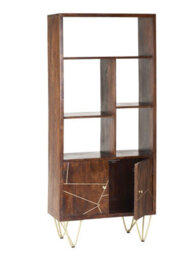 Buttercup Farm Large Bookcase With 2 Door - Solid Mango Wood - L35 X W80 X H180 Cm - Dark Gold - thumbnail 5