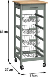 Wooden Kitchen Storage Trolley With 4 Baskets And Wheels,utility Organizer Shelves - thumbnail 2