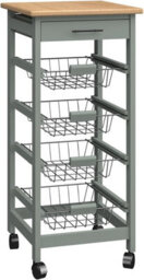 Wooden Kitchen Storage Trolley With 4 Baskets And Wheels,utility Organizer Shelves - thumbnail 3