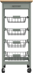 Wooden Kitchen Storage Trolley With 4 Baskets And Wheels,utility Organizer Shelves - thumbnail 5