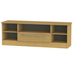 Ready Assembled Oak Effect Tv Stand With 2 Shelves, (H)49.5Cm X (W)146.5Cm X (D)40Cm - thumbnail 1