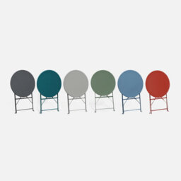 Sweeek - Round Folding Metal Bistro Garden Table With 2 Chairs Duck Blue 60X60X71 Cm - Emilia - thumbnail 7