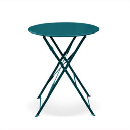 Sweeek - Round Folding Metal Bistro Garden Table With 2 Chairs Duck Blue 60X60X71 Cm - Emilia - thumbnail 9