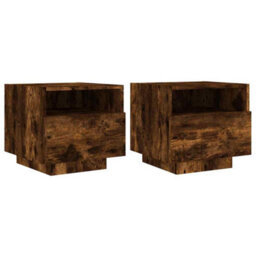 Walplus Bedside Cabinets With Led Lights 2 Pcs Smoked Oak 40X39X37 Cm - thumbnail 2