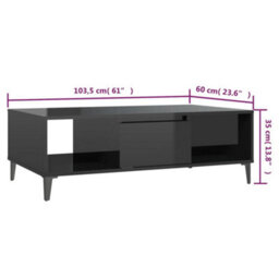 Berkfield Coffee Table High Gloss Black 103.5X60X35 Cm Engineered Wood - thumbnail 9